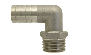 Hose Barb to Pipe Male Rigid, 90Â°- Stainless