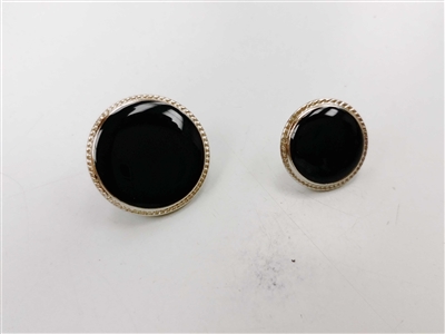 Blazer Button 121 - 2 Sizes (Black Circle with Silvery Rim) - in Pack