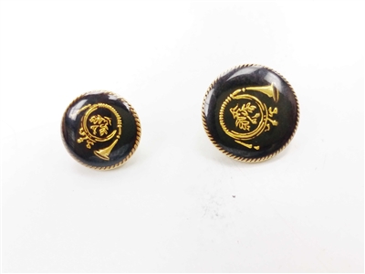 Blazer Button 123 - 2 Sizes (Golden Trumpet on Black Background) - in Pack