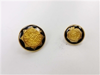 Blazer Button 124 - 2 Sizes (Golden Shield on Black Background) - in Pack