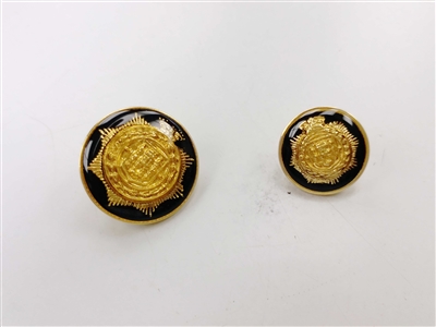 Blazer Button 124 - 2 Sizes (Golden Shield on Black Background) - in Pack