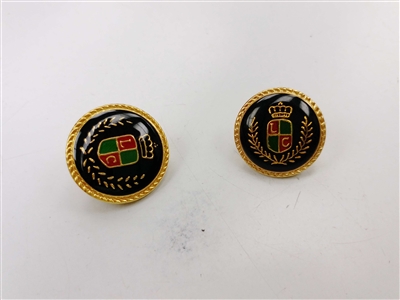 Blazer Button 127 - 2 Sizes (Red, Green, Golden Shield on Black Background) - in Pack