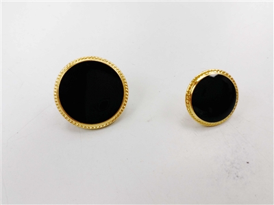 Blazer Button 128 - 2 Sizes (Black Circle with Golden Rim) - in Pack