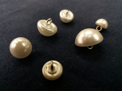 Round Dome-shaped Pearl Buttons with Wire Shank