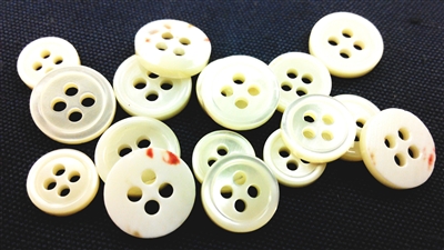 Trocas Shirt Buttons - White, 4-Hole, 2mm Thickness