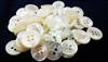 White Mother of Pearl (MOP) Suit Buttons, 4-Hole, Round-Rim