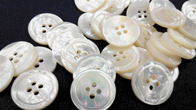 MOP 4-hole Shirt Buttons, White, Choose Size, Set of 6 Loose Buttons,  Genuine Mother of Pearl, Classic Shirt Buttons, Heirloom 