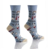 Women's Dogs and Wine Print Socks