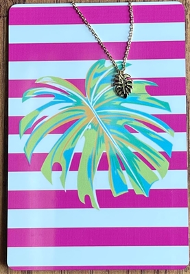 Viv & Lou Keepsake Necklace w/ Card Palm Leaf