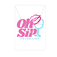 Viv & Lou Keepsake Necklace w/ Card Oh Sip! Girl's Trip