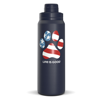 Life Is Good Americana Dog 26oz Stainless Steel Water Bottle