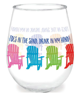 Toes in the Sand Stemless Wine Glass