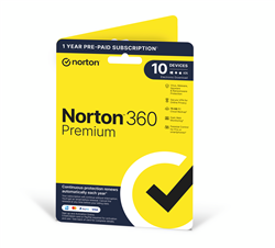 Norton 360 Premium 2024 - 10 Devices 1 Year Subscription PC/Mac/iOS/Android