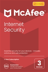 McAfee Internet Security 2023 3 Devices Antivirus Internet Security Software Windows/Mac/Android/iOS 1 Year