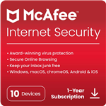 McAfee Internet Security 2023 10 Devices Antivirus Internet Security Software Windows/Mac/Android/iOS 1 Year Download