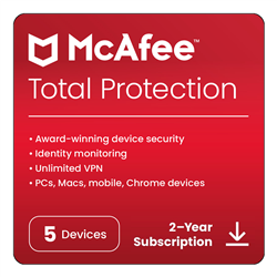 McAfee Total Protection 2024 5 Device Antivirus Internet Security Software VPN, Password Manager 2 Year