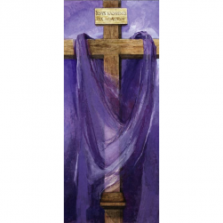 Easter Cross with Purple Scarf Banner 3.3m x 1.2m (LARGE NO 8)