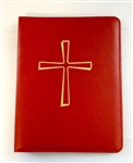 (NO 20) A4 Ring Binder Leather Folder Red with Cross