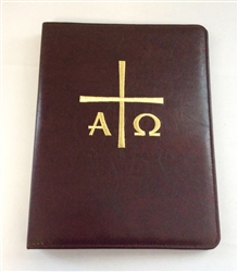 (No 30) A4 Ring Binder Leather Folder Maroon  with Cross & AO