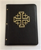 (NO 9) A4 pocketed sleeves leather folder black with cross design