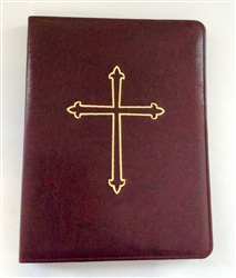 A4 Ring Binder Leather Folder Maroon with Cross