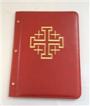 (NO 3) A4 Pocketed sleeves leather folder Red,Cross design