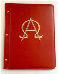 (NO 1) A4 Pocketed sleeves red leather folder alpha and omega design