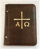 (NO 6) A5 Pocketed sleeves brown leather folder alpha and omega design