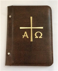 (NO 6) A5 Pocketed sleeves brown leather folder alpha and omega design