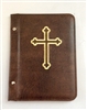 (NO 11) A5 Pocketed sleeves in brown leather folder cross design