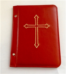 (NO 10) A5 Pocketed sleeves in red leather folder cross design