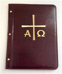 (NO 4) A4 Pocketed sleeves leather folder maroon alpha and omega  design