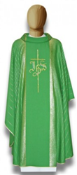 Green Chasuble IHS design