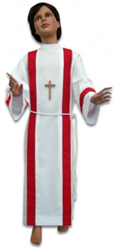 White Altar Server Outfit with Red Stripe