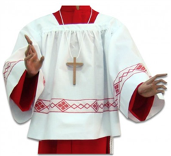 White Altar Server Outfit with Red Trim