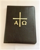 (NO 25) A4 Ring Binder Leather Folder Black with Alfa Omega
