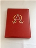 (NO 23) A4 Ring Binder Leather Folder Red with AO Design