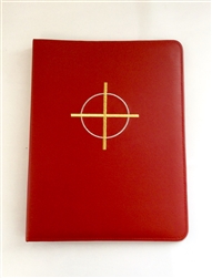 (NO 17) A4 Ring Binder Leather Folder Red with Cross and Circle