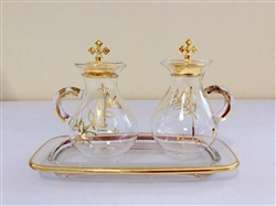 Glass Cruet Set with Gold Design