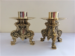 Brass candle holder pair 19cm
