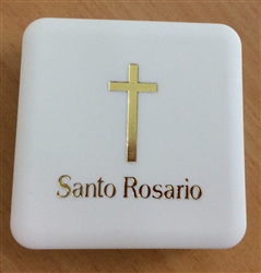 Squared box with rosary beads (pink)