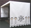 White IHS and Candle Side Design Altar Cloth