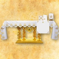 Gold IHS With Cut Leaf Design Altar Cloth