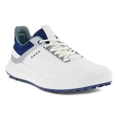 Ecco Menâ€™s Core Golf Shoes, White/Silver Metallic Blue