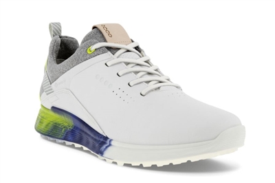 Ecco S-THREE Menâ€™s Hybrid Golf Shoes, White/Volt