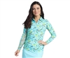 Womenâ€™s IBKUL Rachel Print Long Sleeve, Jade/Multi