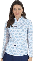 Womenâ€™s IBKUL Velma Print Long Sleeve, Pen/Navy