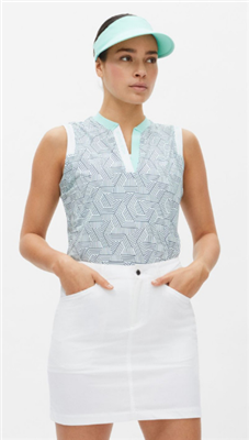 Rohnisch Women's Abby Sleeveless Polo Shirt, Hexagon Mint