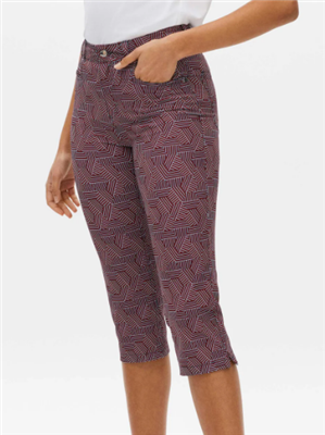 Rohnisch Women's Chie Comfort Stretch Capri, Hexagon Red