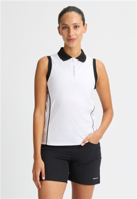 Rohnisch Women's UV Sleeveless Polo, White/Black
